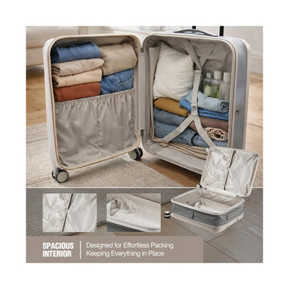 Expandable PP 55cm Carry On Luggage - Beige