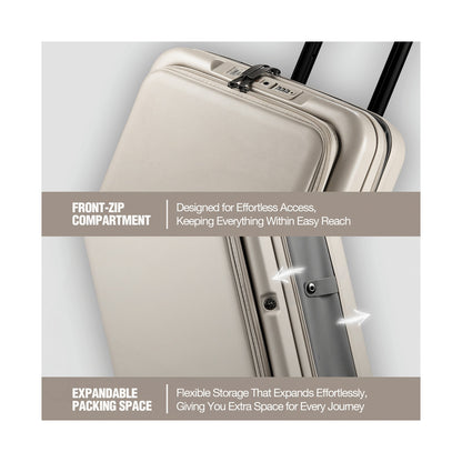 Expandable PP 55cm Carry On Luggage - Beige