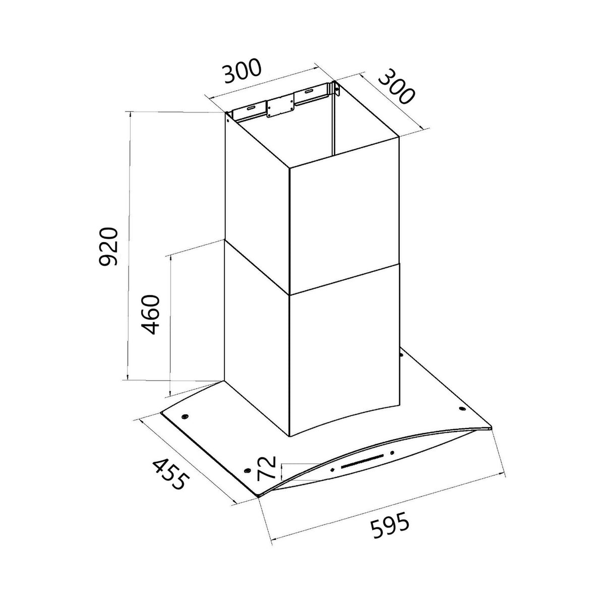 Falco 60Cm Curved Glass S/Steel Chimney Extractor FAL-6068