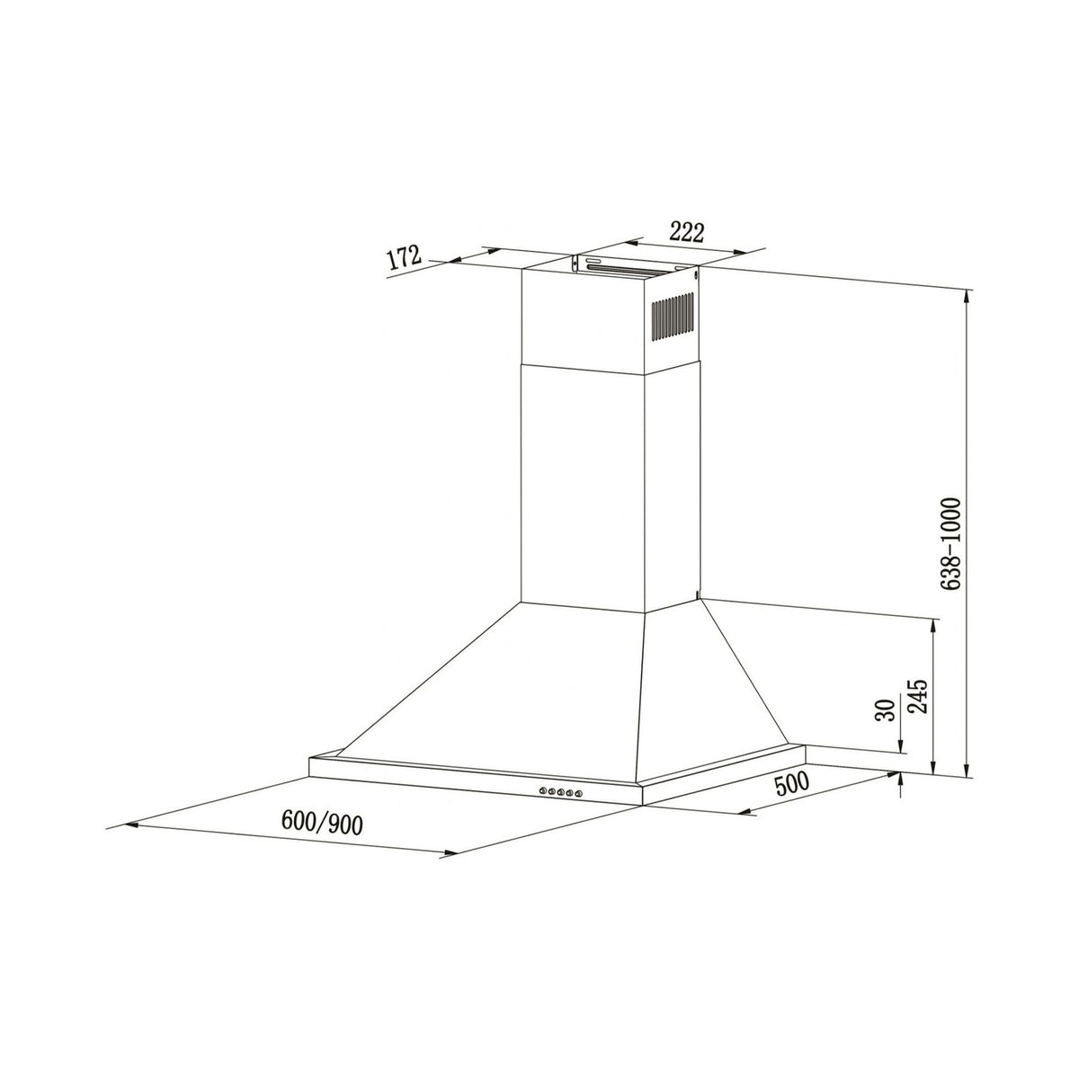 Falco 60Cm Pyramid Type S/Steel Chimney Extractor FAL-60-PYRS