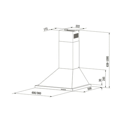 Falco 60Cm Pyramid Type S/Steel Chimney Extractor FAL-60-PYRS