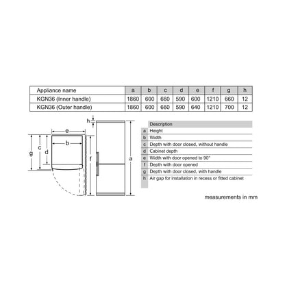 Bosch Serie 2 Freestanding Fridge-freezer Bottom freezer KGN36NL30Z 