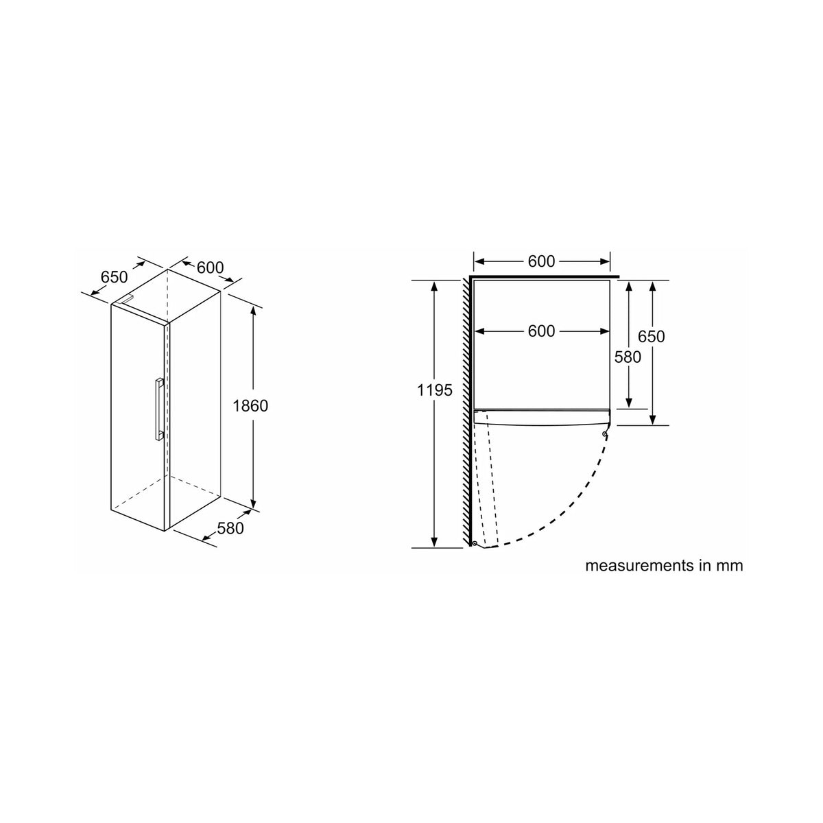 Siemens iQ300 Freestanding Fridge 186 x 60cm KS36VVIEP