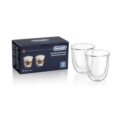 DeLonghi Double Walled Cappuccino Glasses  Set of 2 190ML 