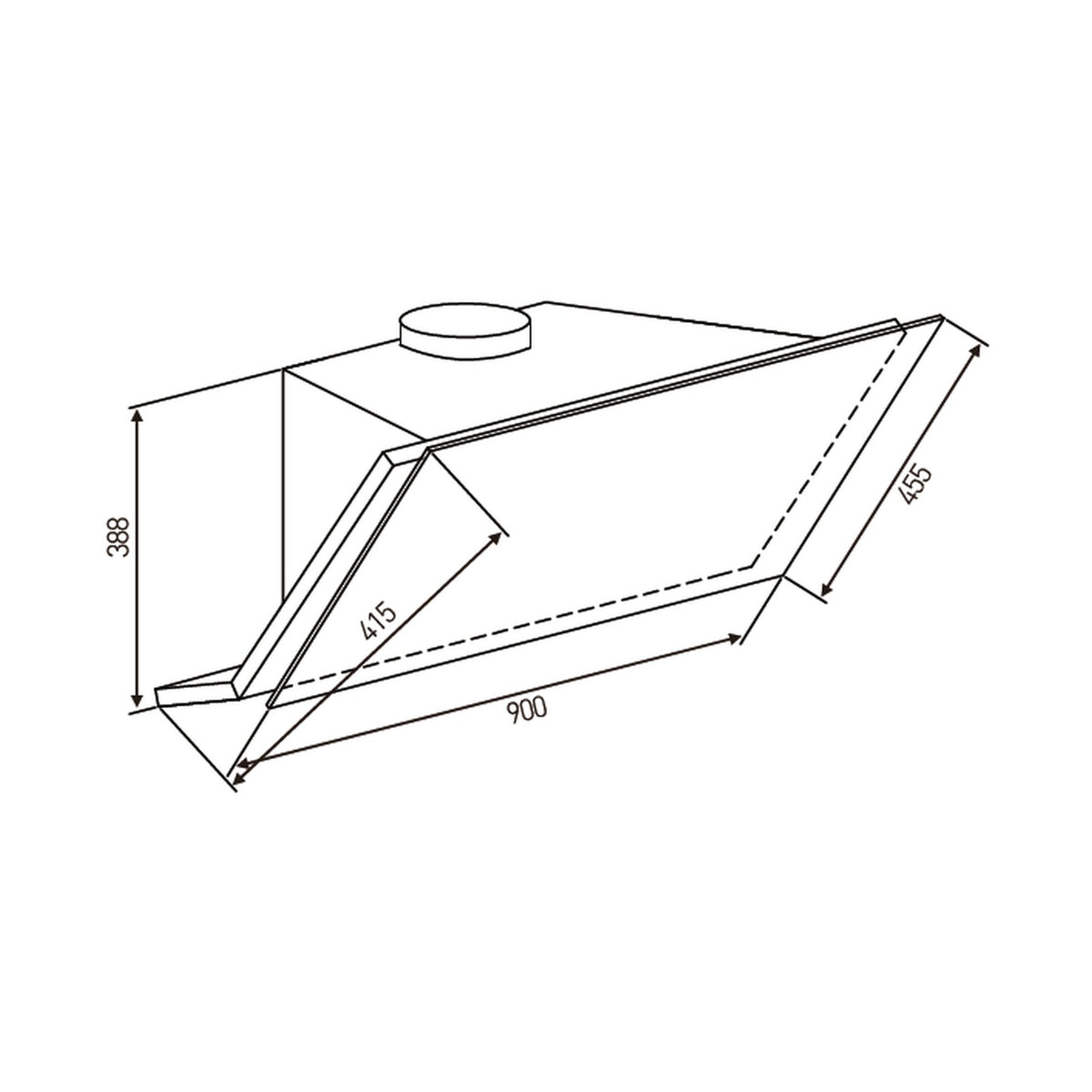 Falco 90Cm 45 Deg Black Glass Extractor FAL-90-30BG