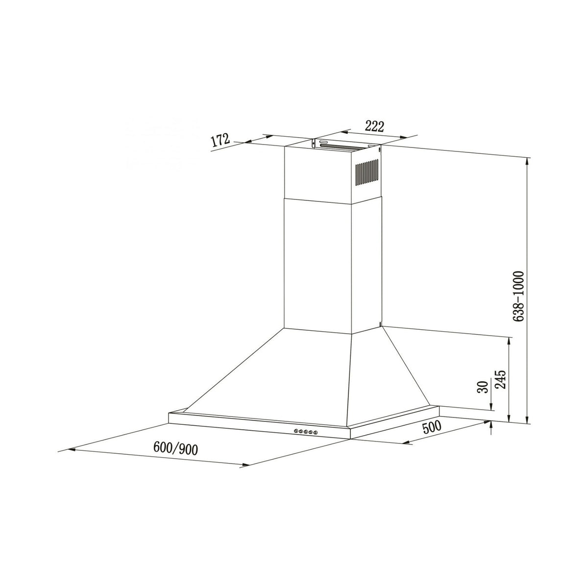 Falco 90Cm Pyramid Type S/Steel Chimney Extractor FAL-90-PYRS