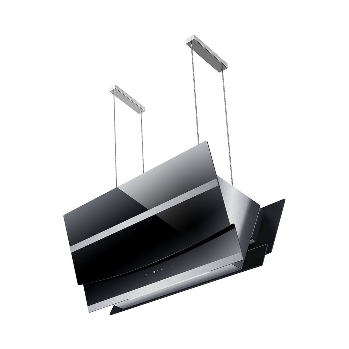 Falco 90Cm Island V-Shape Black Glass Extractor Fan AR-90-826