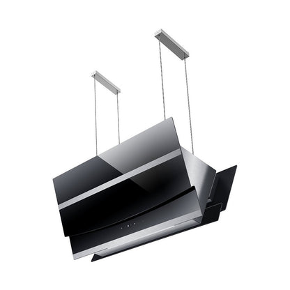 Falco 90Cm Island V-Shape Black Glass Extractor Fan AR-90-826