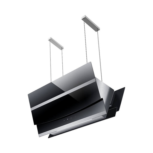Falco 90Cm Island V-Shape Black Glass Extractor Fan AR-90-826