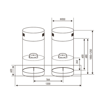 Falco 120Cm Island Double Round S/S/Glass Extractor FAL-120-IRS