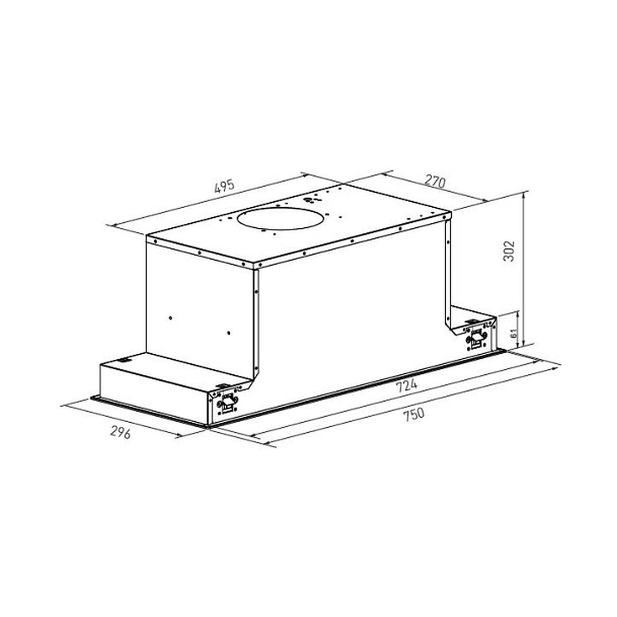Falco 75cm Fully Integrated S/Steel Extractor FAL-75-BIS