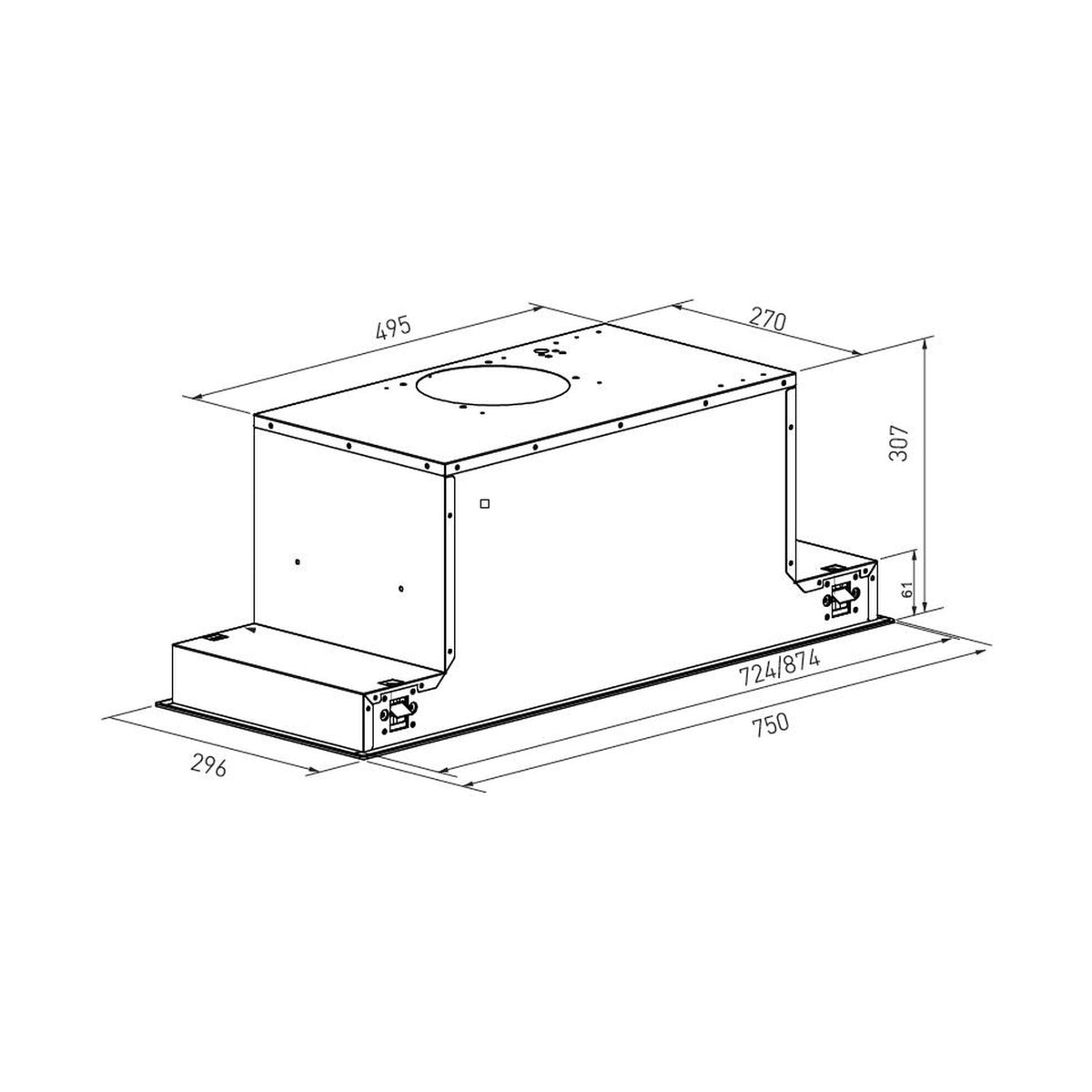 Falco 75Cm Fully Integrated Glass Extractor FAL-75-BIG