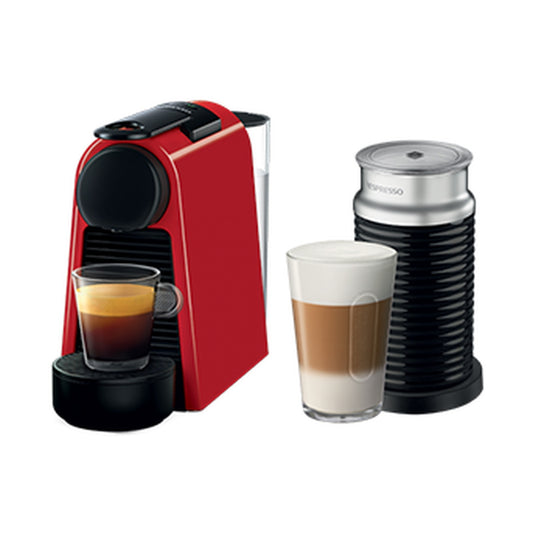 Nespresso Essenza Bundle With Aeroccino Milk Frother - Ruby Red