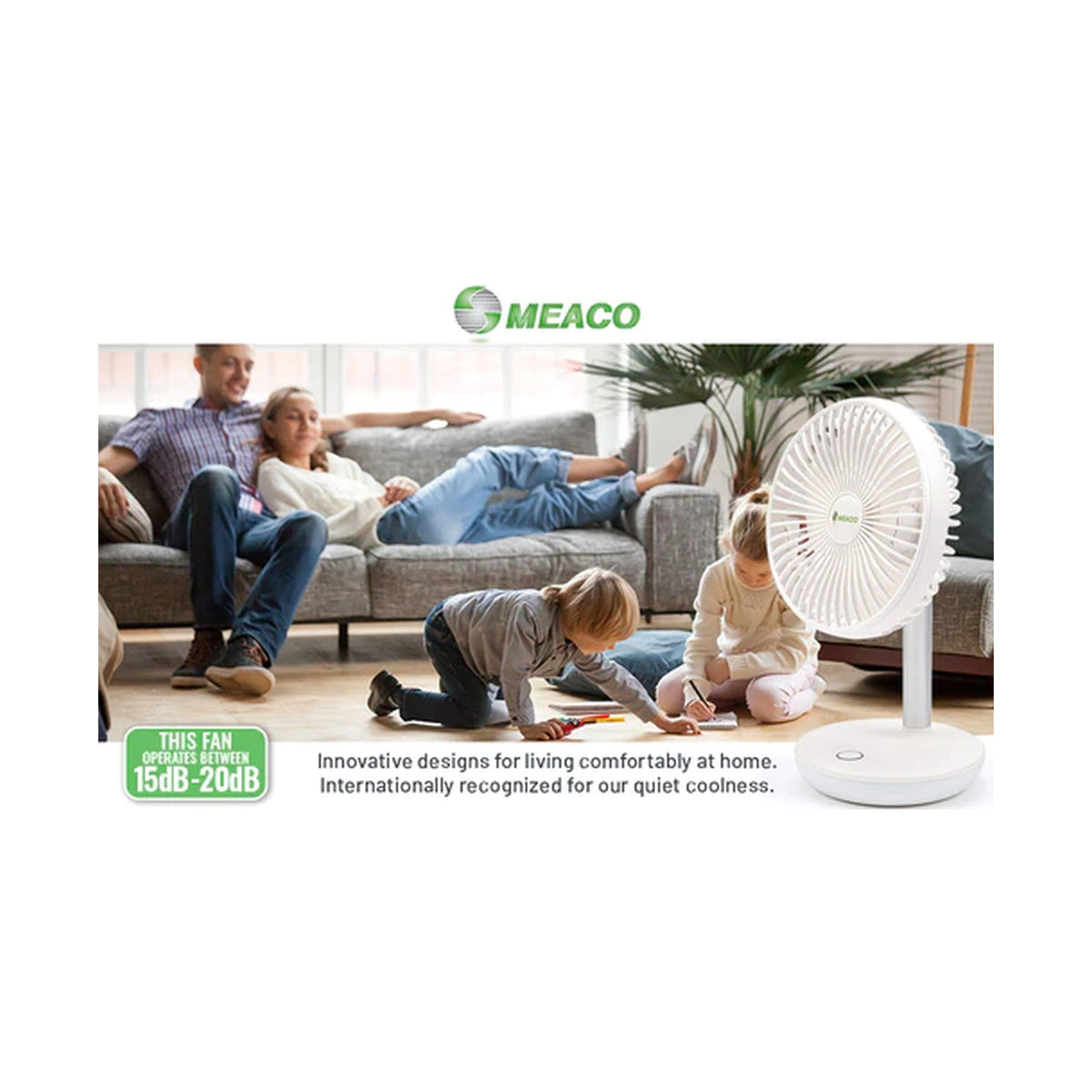 MeacoFan260c Cordless with night light, perfect for loadshedding