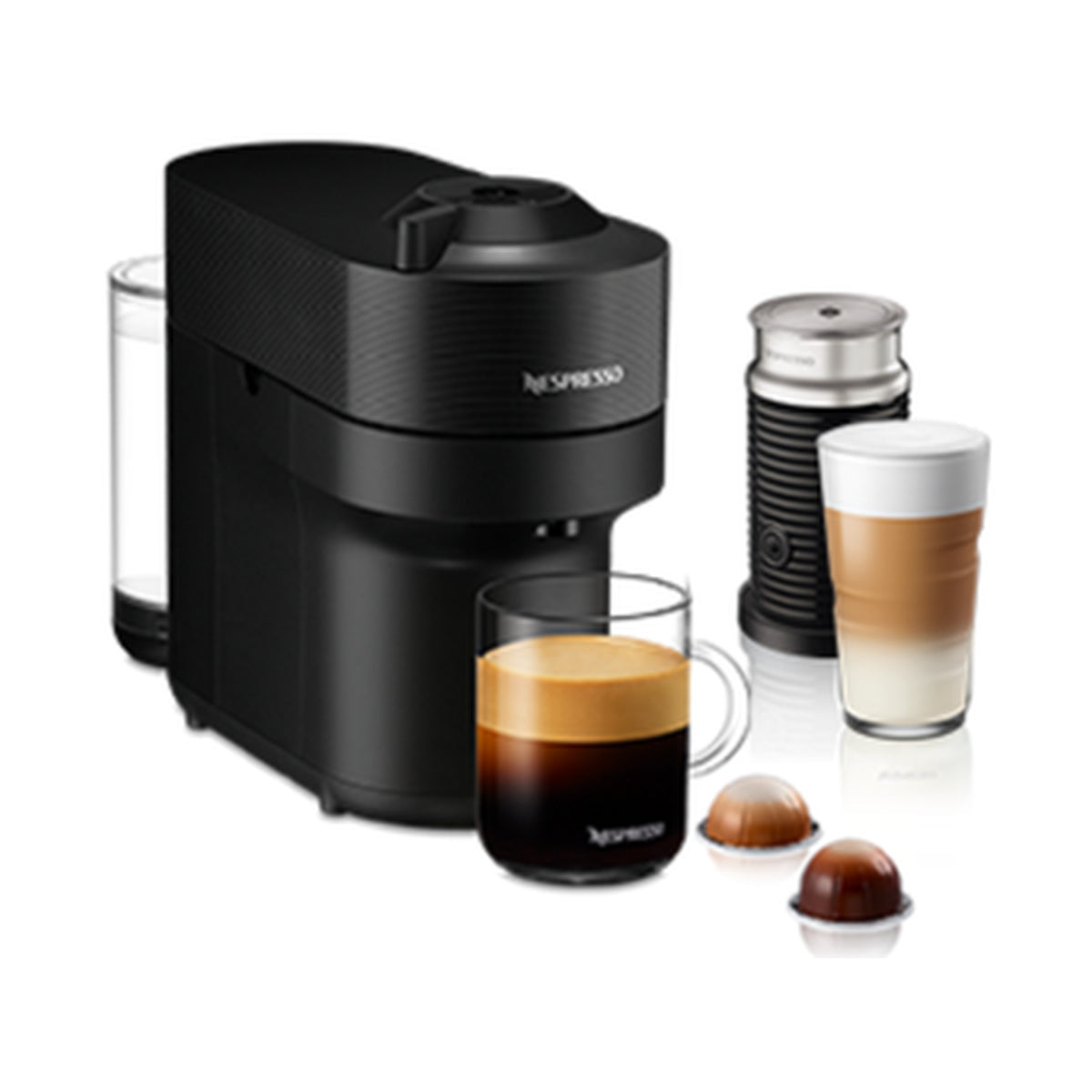 Nespresso Vertuo Pop Liquorice Black & Aeroccino Milk Frother Bundle