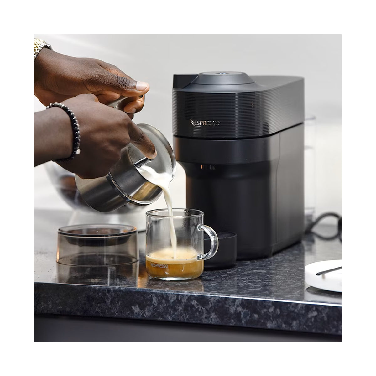 Nespresso Vertuo Pop Liquorice Black & Aeroccino Milk Frother Bundle
