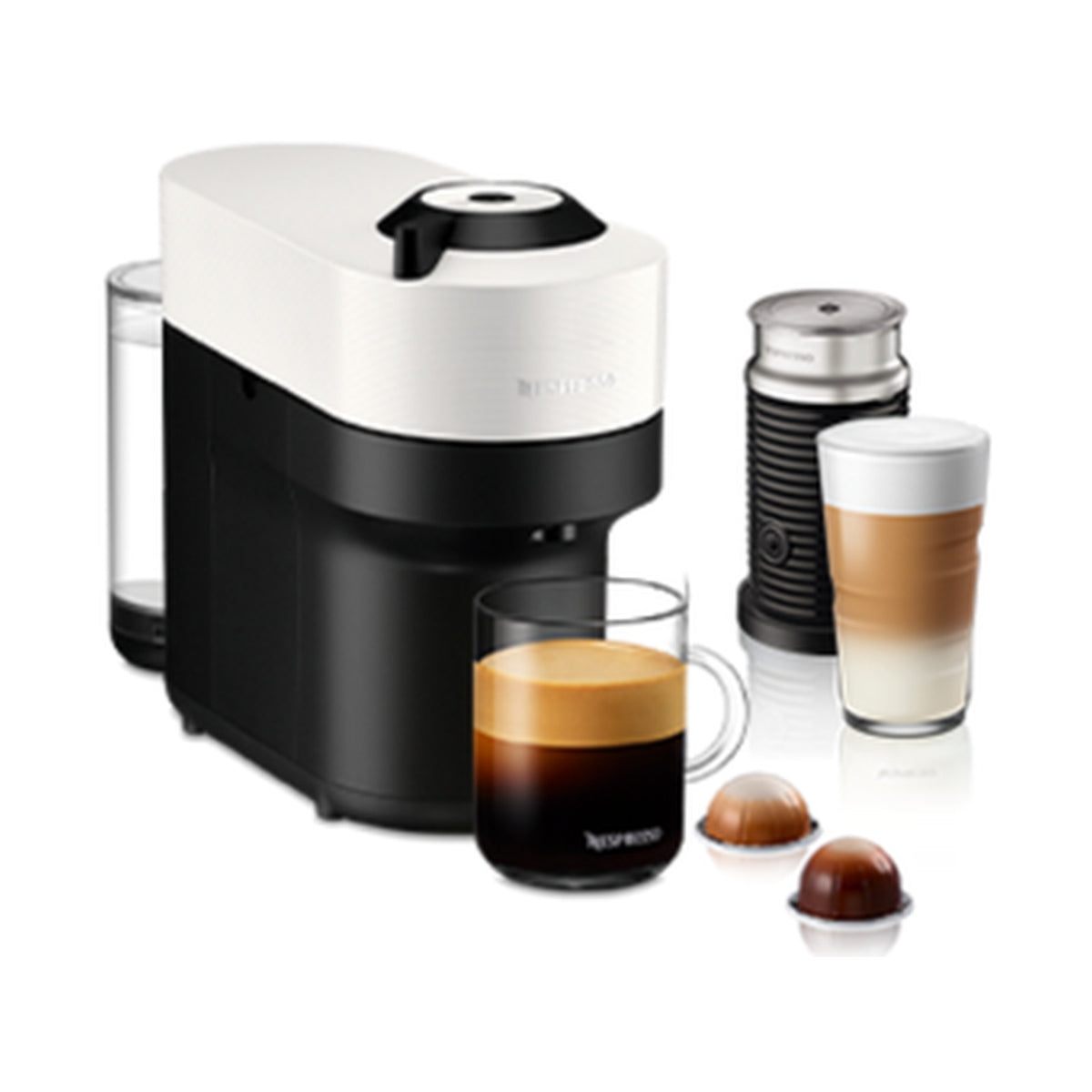 Nespresso Vertuo Pop Coconut White & Aeroccino Milk Frother Bundle White