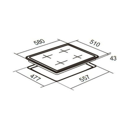 Falco Black Glass Gas Hob 60cm FAL-BGH-60 