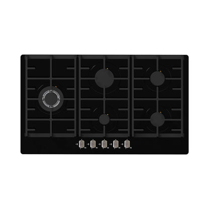 Falco Black Glass Gas Hob 90cm FAL-BGH-90 