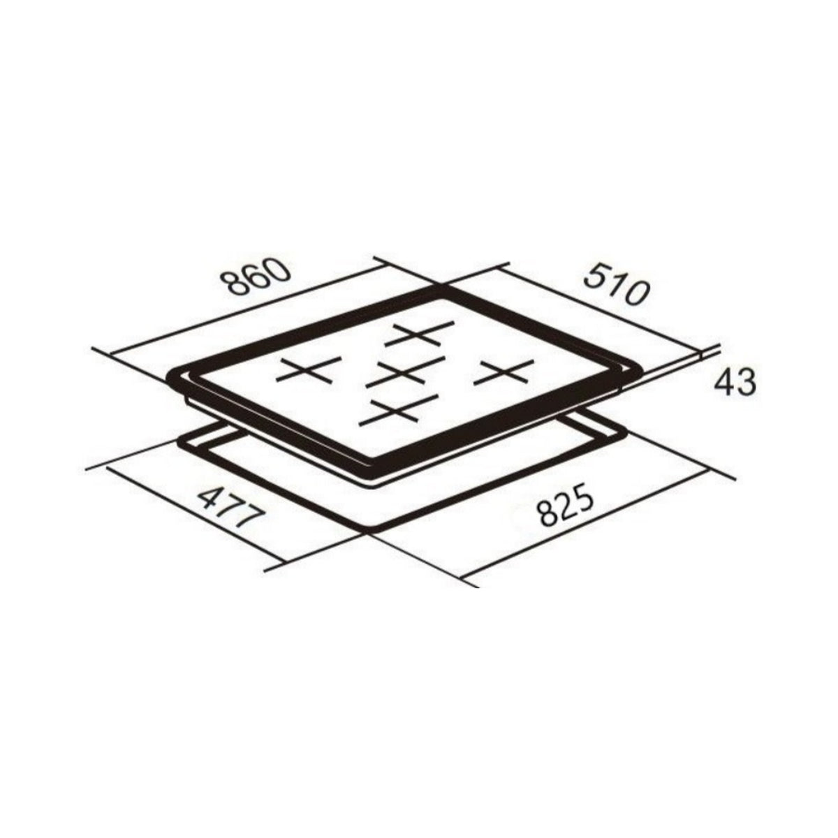 Falco Black Glass Gas Hob 90cm FAL-BGH-90 