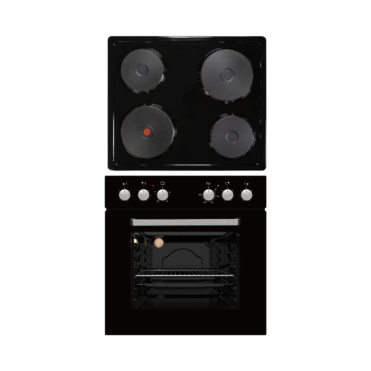 Falco 60cm Combi Oven & Solid Plate Hob Set, - Black 