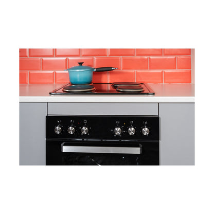 Falco 60cm Combi Oven & Solid Plate Hob Set, - Black 