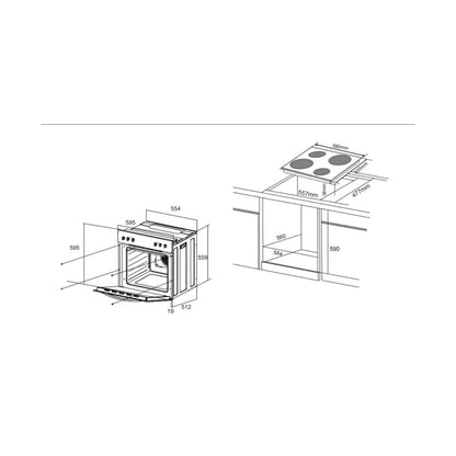 Falco 60cm Combi Oven & Solid Plate Hob Set, - Black 