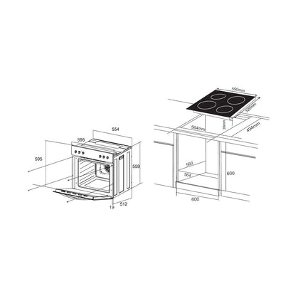Falco 60cm Combi Oven & Ceran Hob Set, S/Steel CM6602-A1-SS03