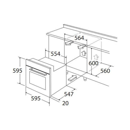 Falco 60cm Eye Level Oven, 6 Function BIL66M2-A1