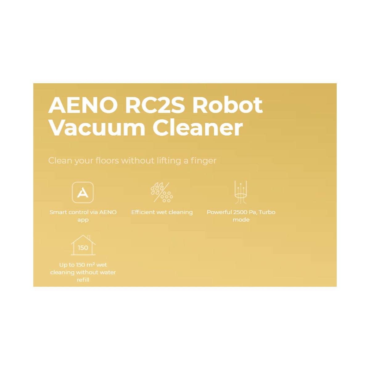AENO Robot Vacuum Cleaner RC2S, Smart Control Connected AENO App, Wet & Dry (WHITE)