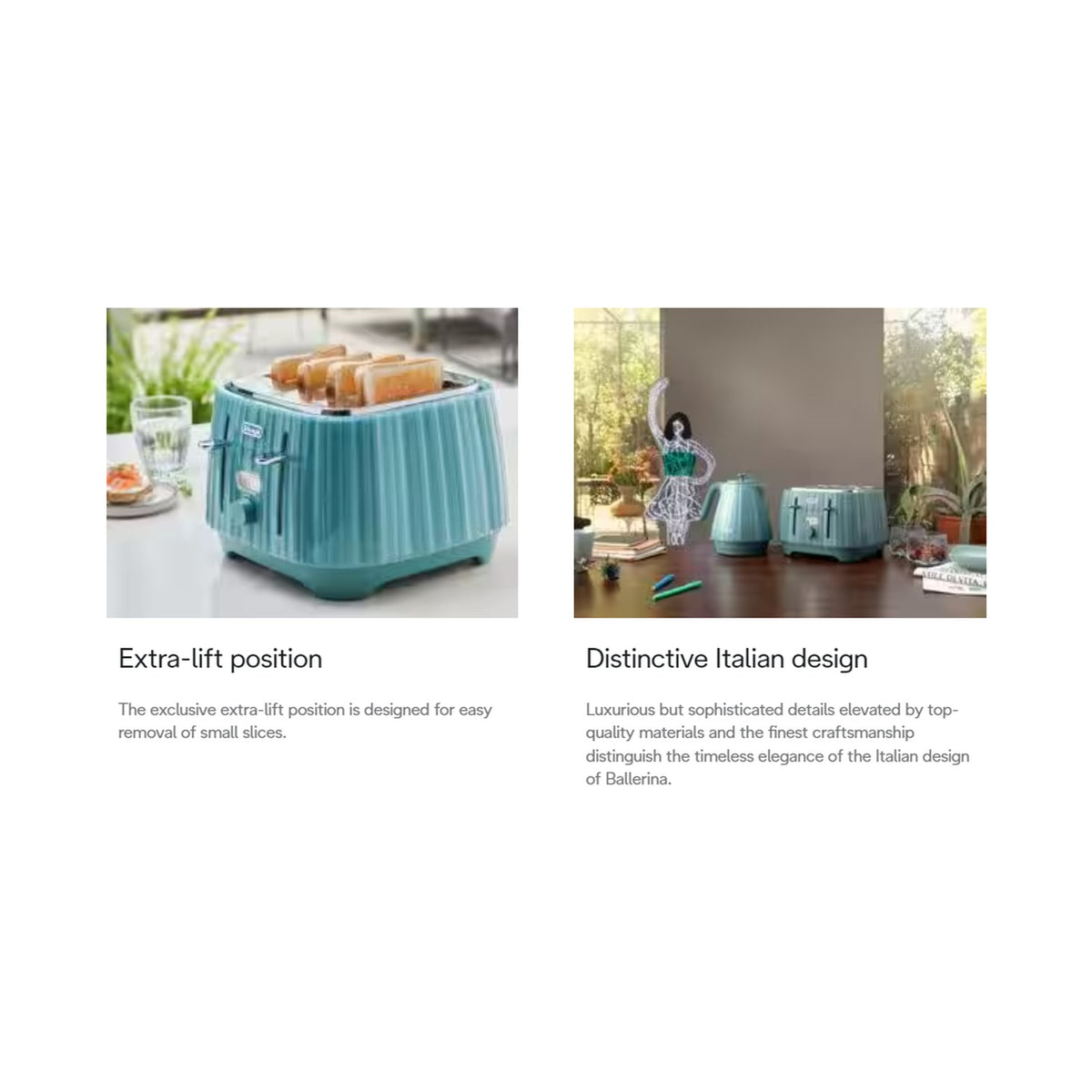 DeLonghi Ballerina 4 Slice toaster - Laguna Green CTD4003.GR