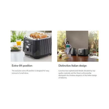 DeLonghi Ballerina 4 Slice toaster - Furnace Black CTD4003.BK