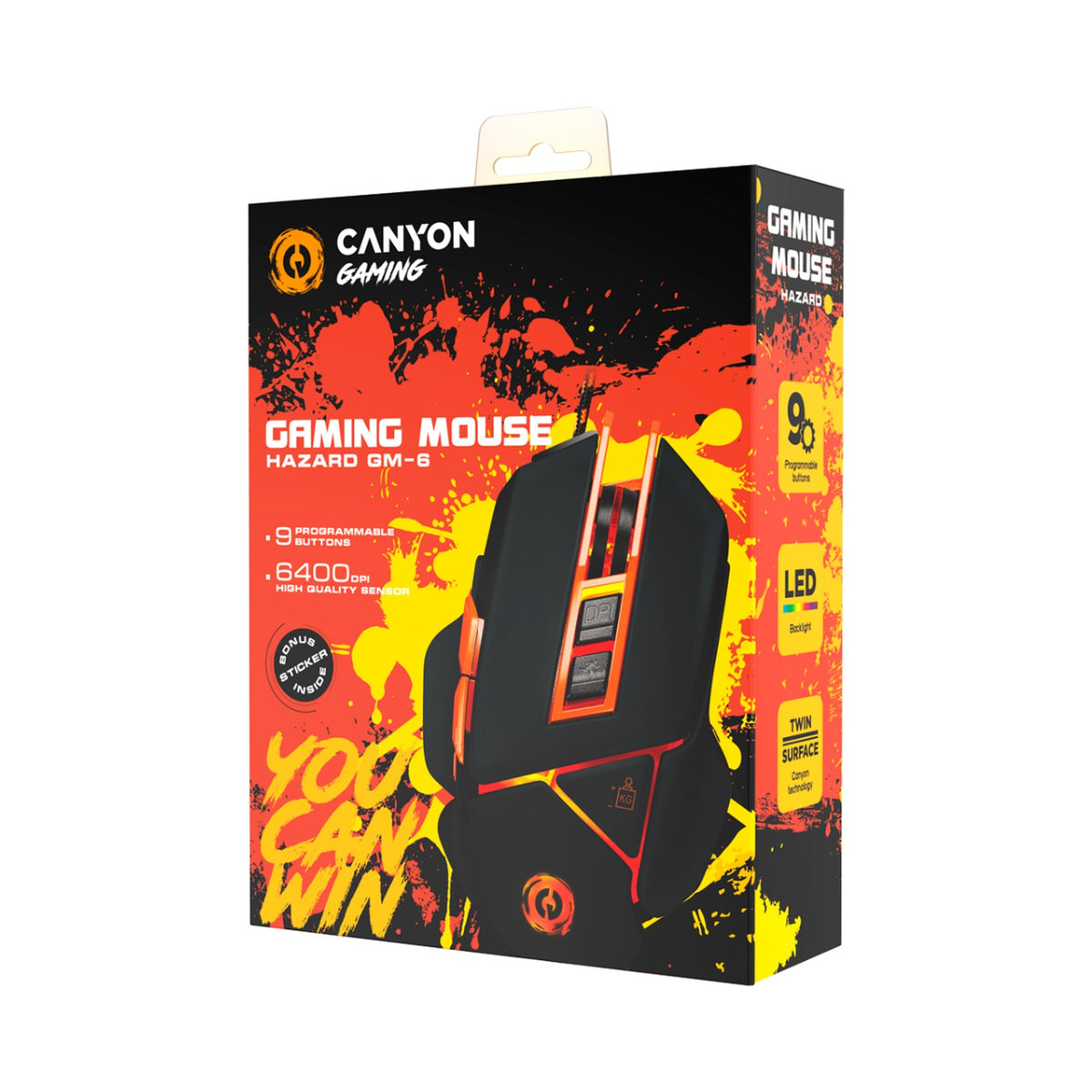 Canyon Mouse Hazard GM-6 LED Wired Black Orange CND-SGM6N