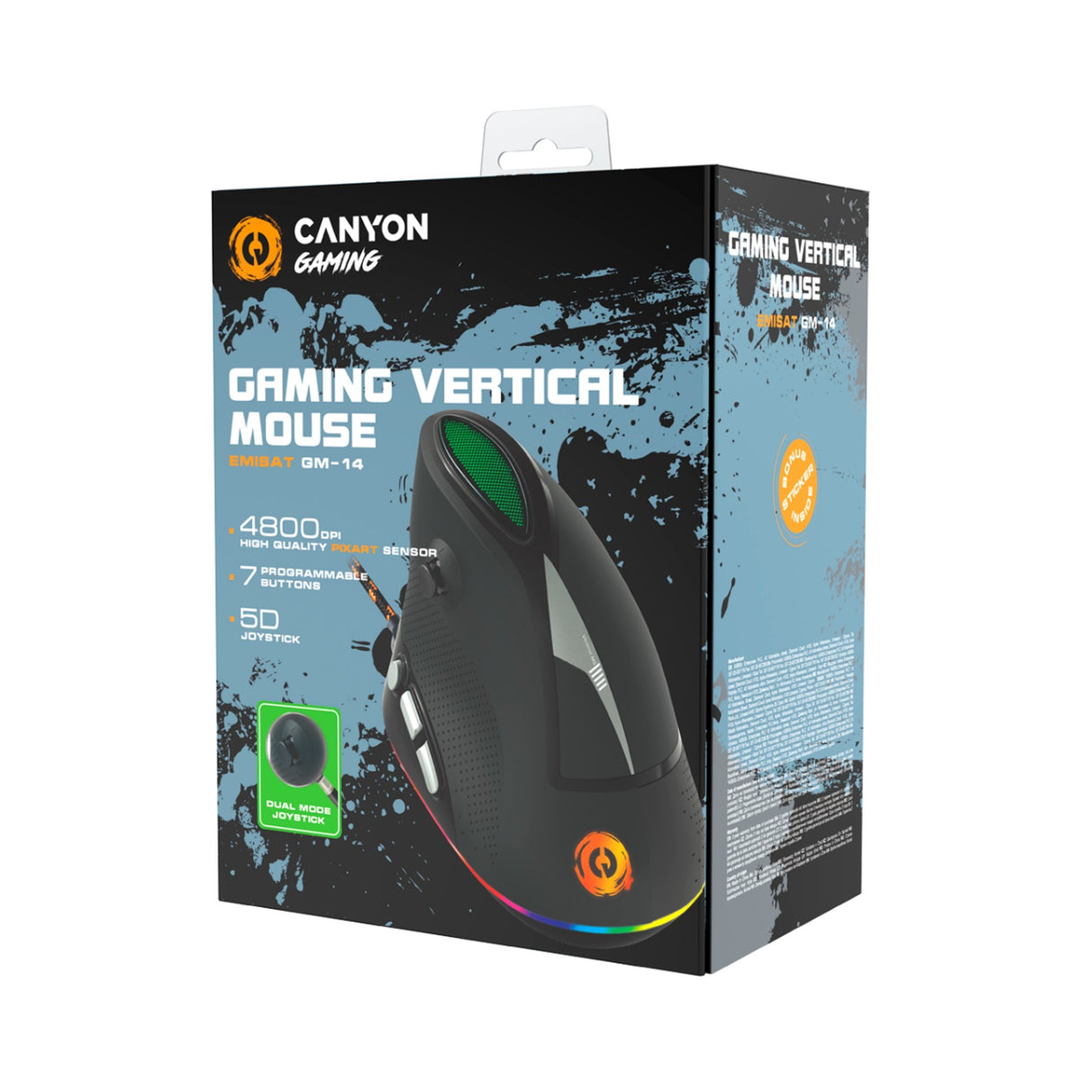 Canyon Mouse Emistat GM-14 Vertical 7buttons Wired Black CND-SGM14RGB