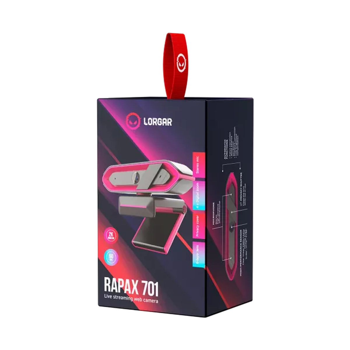 Lorgar  Webcam Rapax 701 Quad HD 1440p Auto Focus Stereo Pink LRG-SC701PK