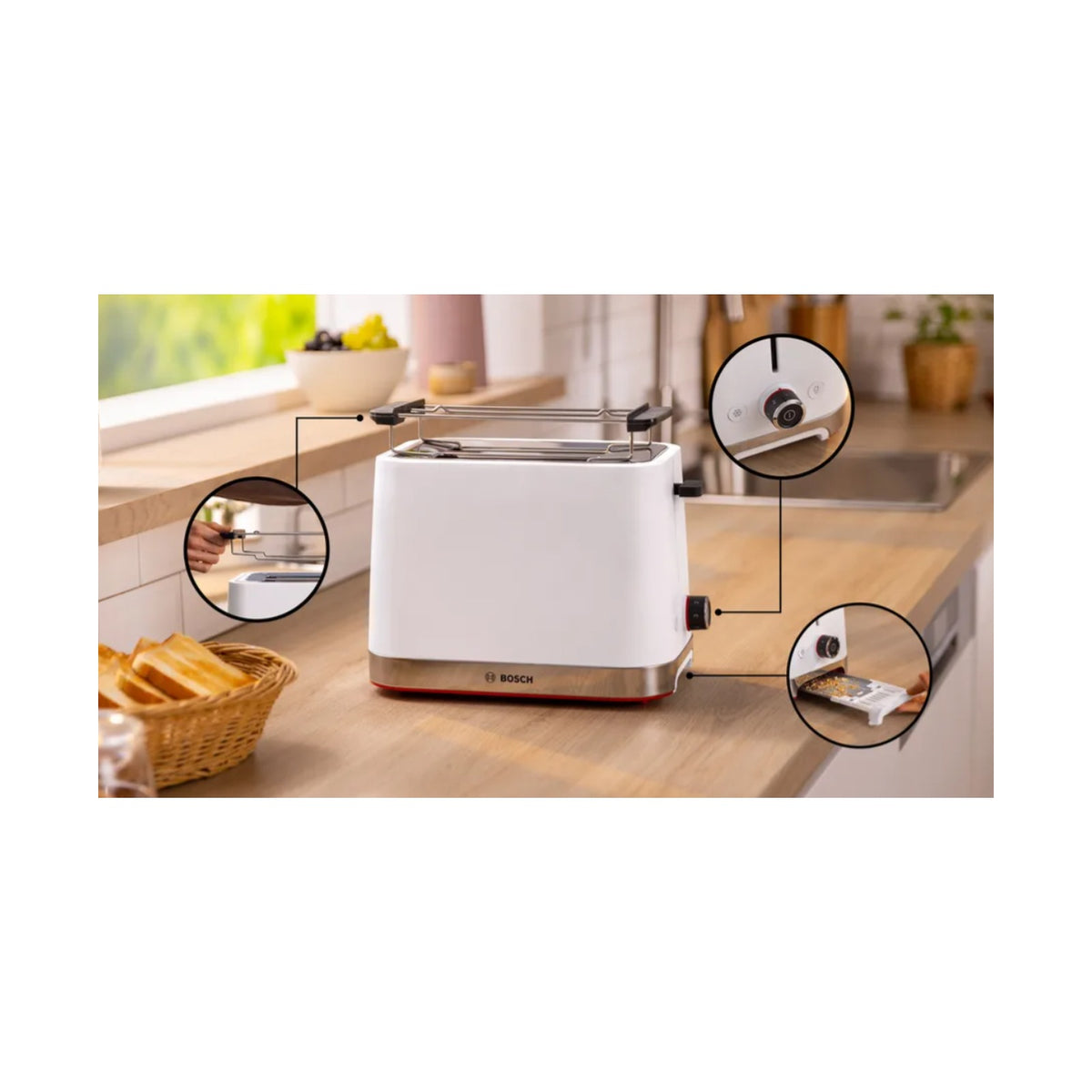 Bosch 2-slice Compact toaster White TAT4M221