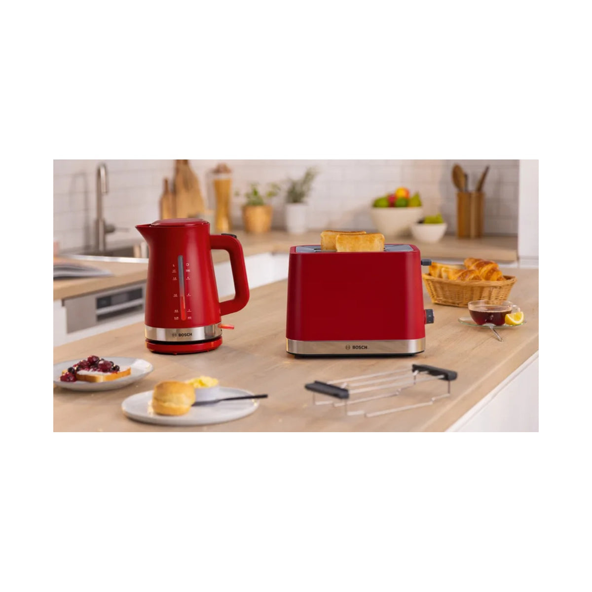 Bosch 2-slice Compact toaster Red TAT4M224