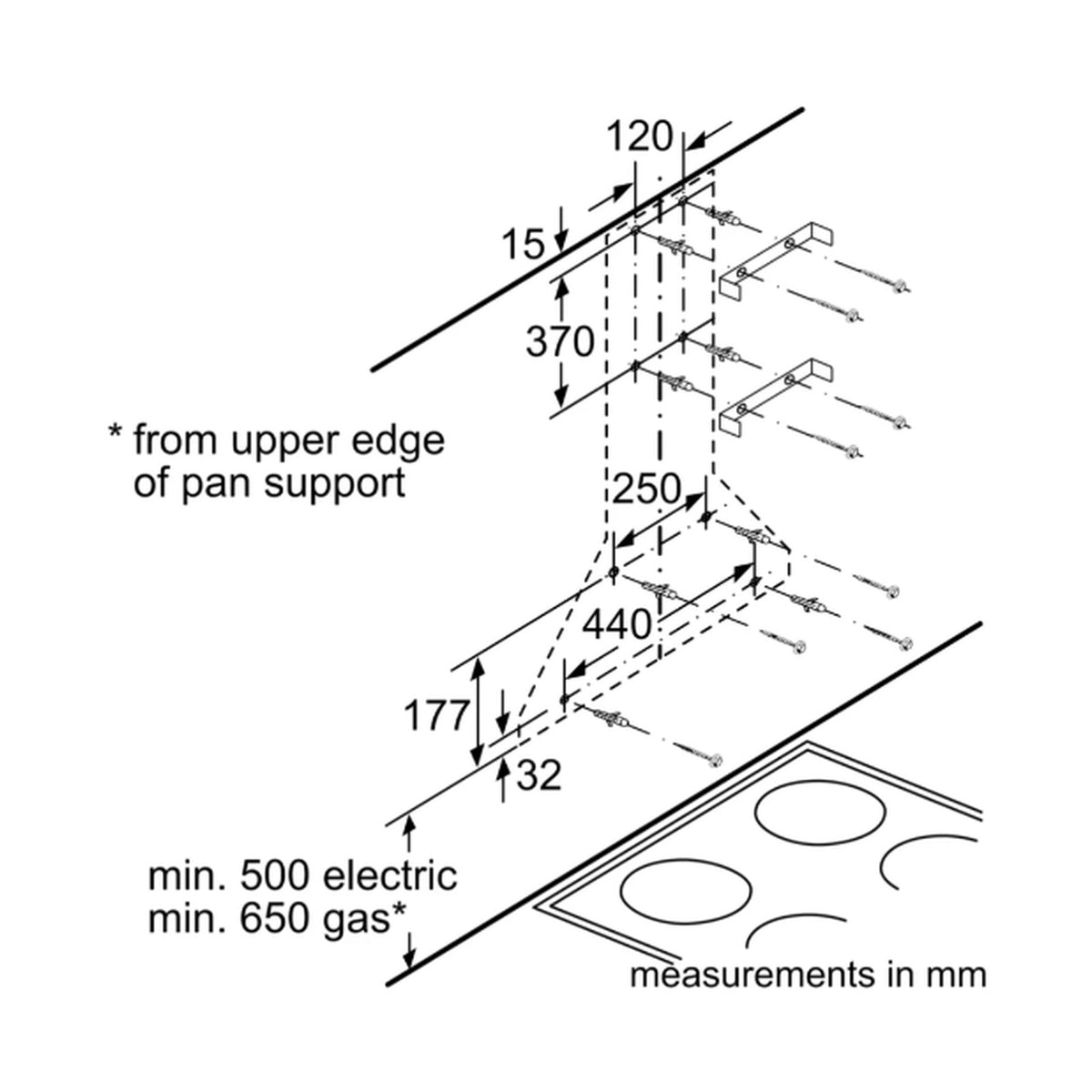 Bosch Series 2 Wall-Mounted Extractor Hood DWP94CC50M