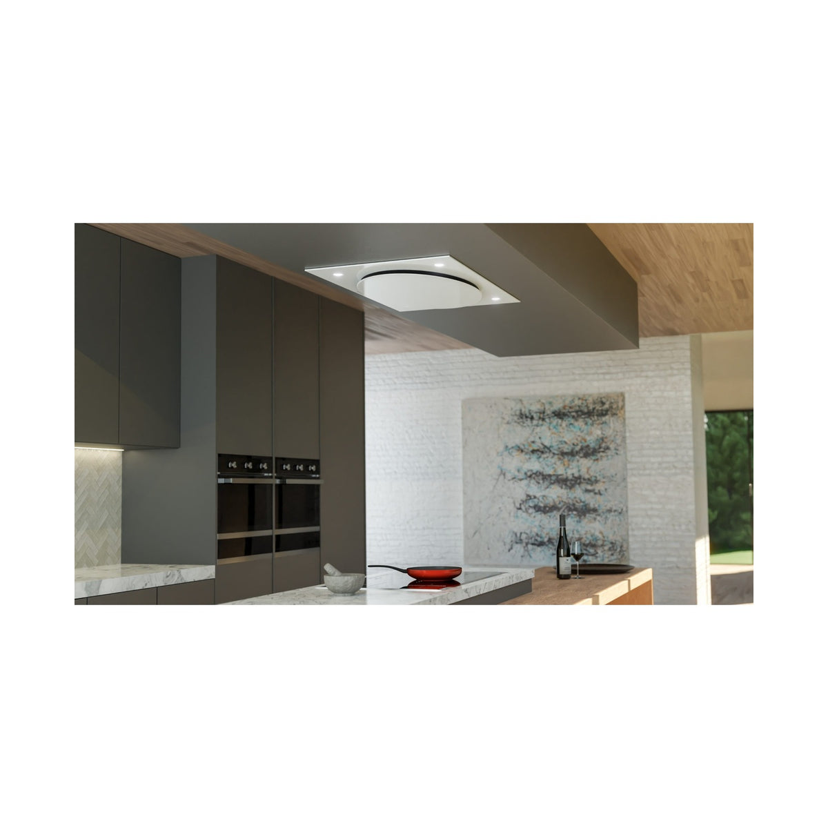 Falco 110CM Ceiling Extractor White Glass FAL-100-38WH