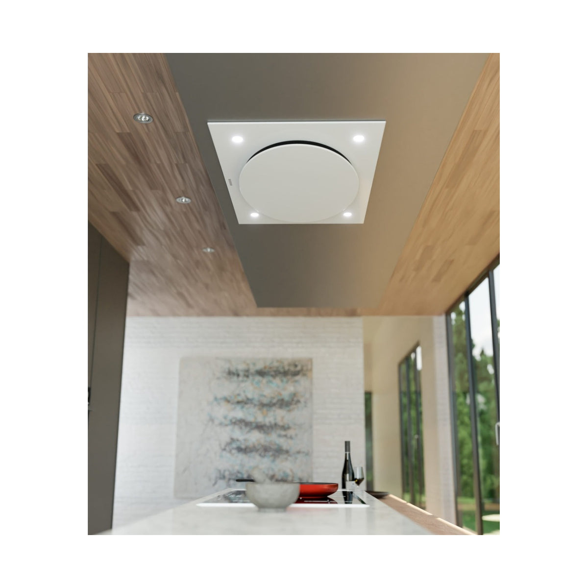 Falco 110CM Ceiling Extractor White Glass FAL-100-38WH