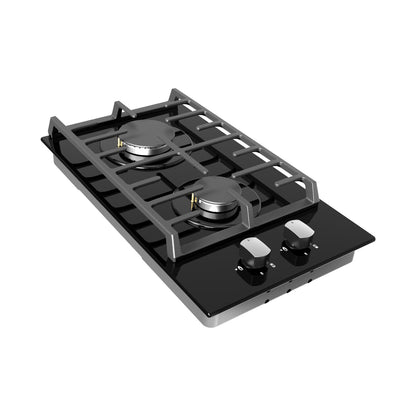 Falco 30CM Gas Hob Black Glass FAL-BGH-30