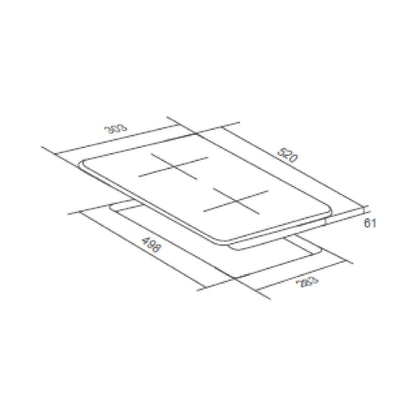 Falco 30CM Gas Hob Black Glass FAL-BGH-30