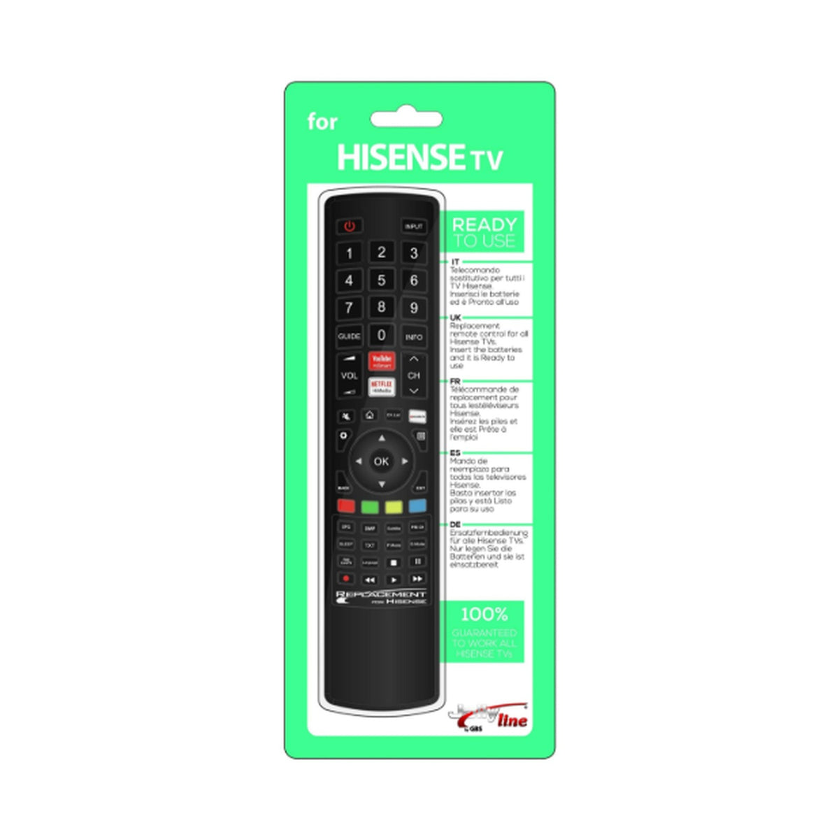 Replacement remote for HISENSE TV 