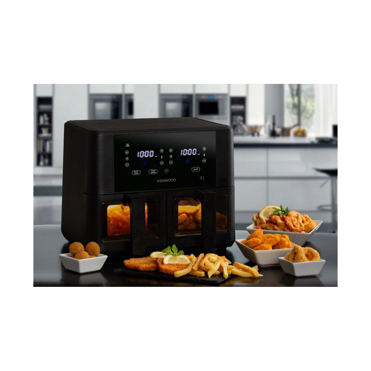 Kenwood Air Fryer 4.5L + 4.5L = 9L Dual Basket - With Window HFG95.000BK