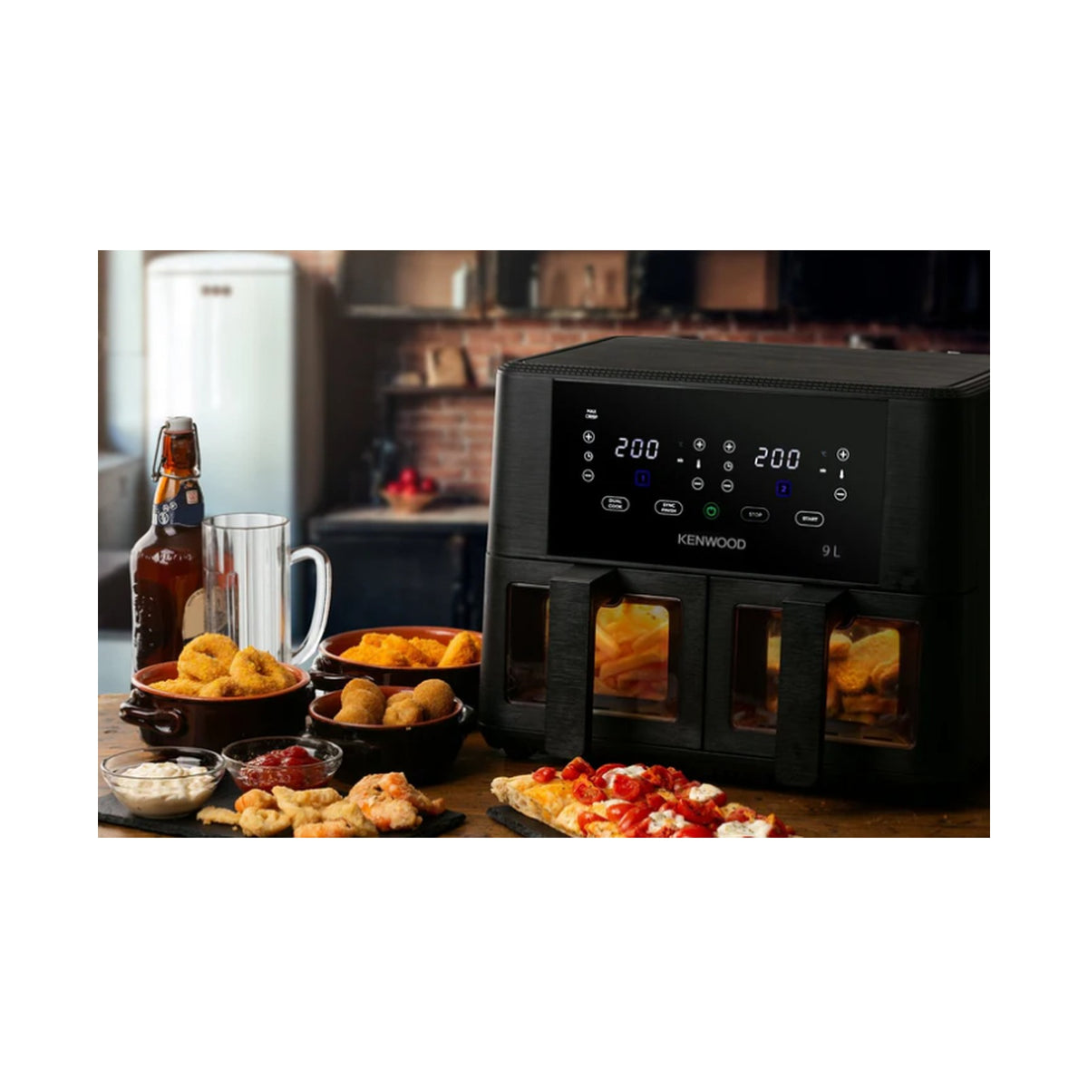 Kenwood Air Fryer 4.5L + 4.5L = 9L Dual Basket - With Window HFG95.000BK