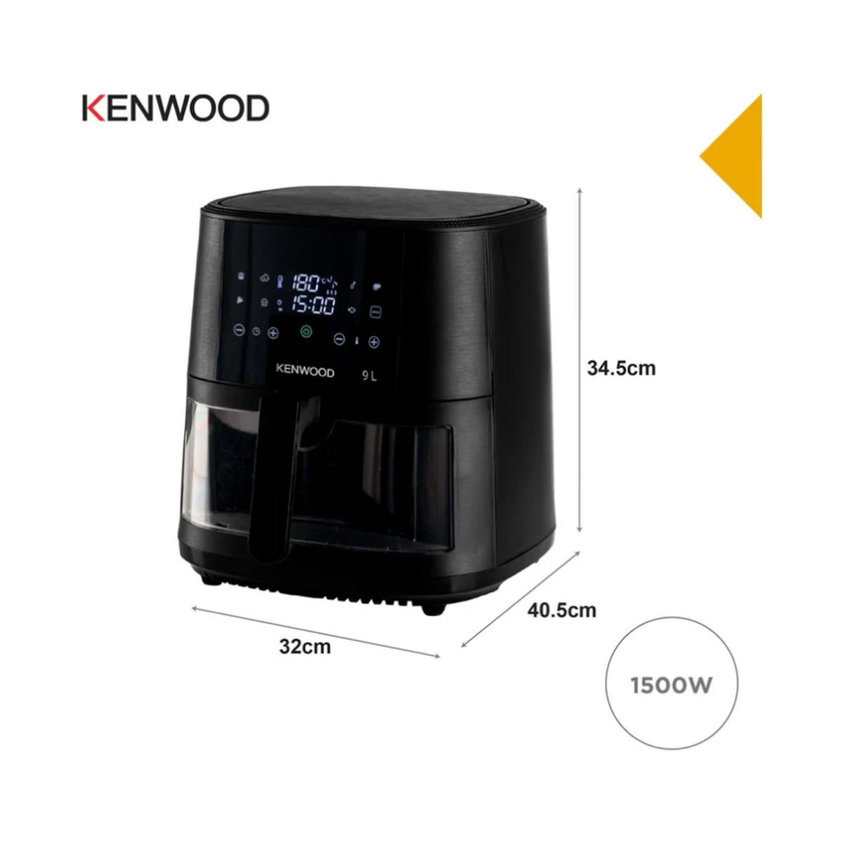 Kenwood Air Fryer 9L Single Basket - With Window HFG92.000BK