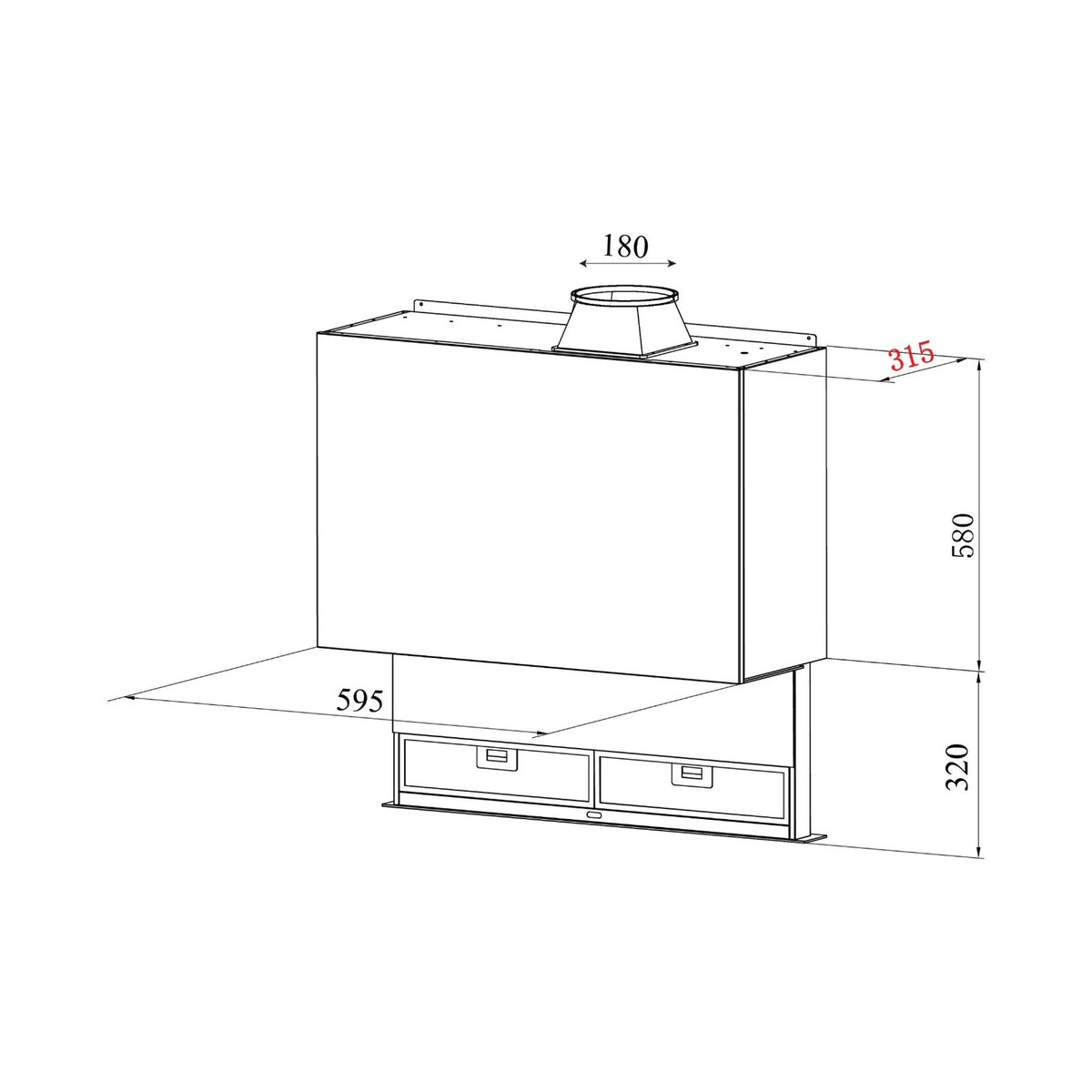 Falco  60cm Fully Integrated Drop Down Extractor AR-60-761A