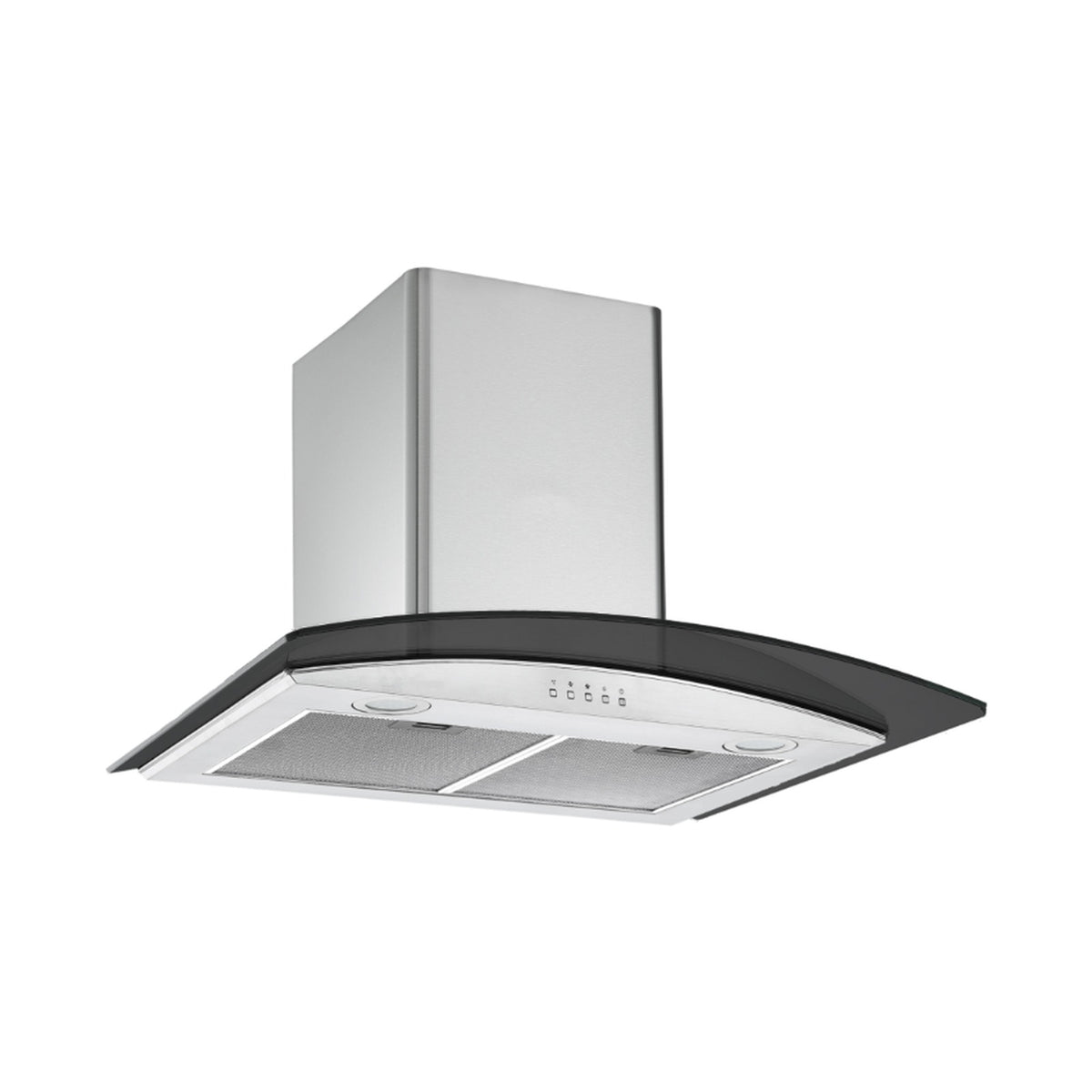 Falco  60cm Curved Black Glass Stainless Steel Chimney Extractor FAL-60-38SG-B