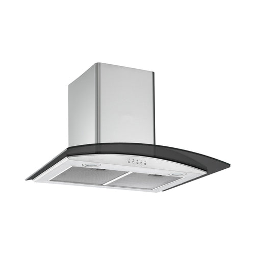 Falco  60cm Curved Black Glass Stainless Steel Chimney Extractor FAL-60-38SG-B