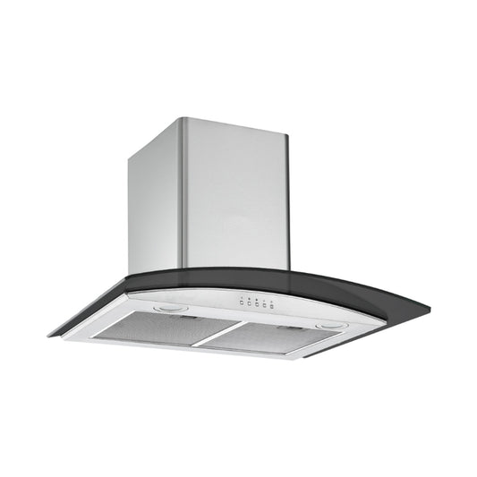 Falco  60cm Curved Black Glass Stainless Steel Chimney Extractor FAL-60-38SG-B